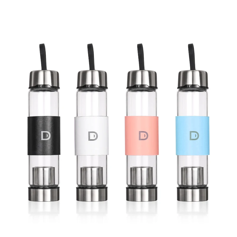 

Tea infuser clear borosilicate glass water bottle with tea infuser