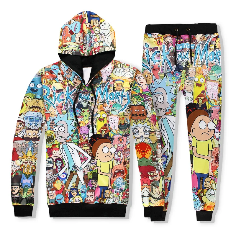 

2020 men fashion sweatshirts digital print hiphop anime funny pattern hooded
