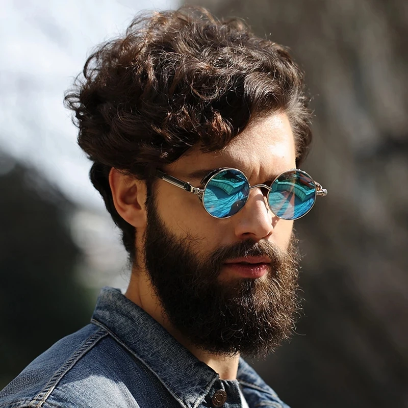 

Round Metal Sunglasses Steampunk Men Women Fashion Glasses Brand Designer Vintage Sunglasses UV400, Customized color