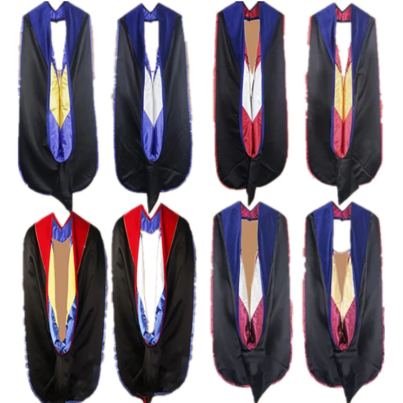 

classic graduation gowns black adult High Quality Doctoral PHD Graduation Hood with Deluxe Velvet Wholesale Graduation Gowns, Black,red,yellow,blue,green,pink and customized