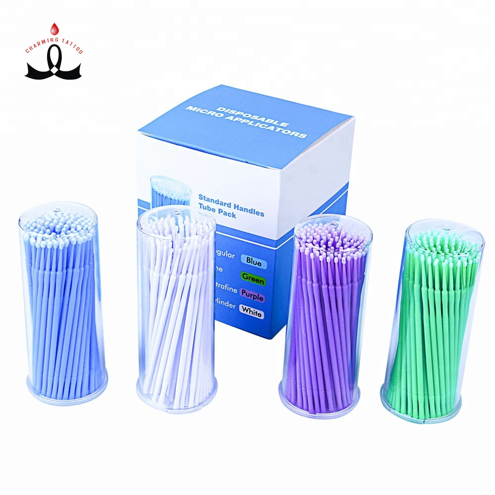 

Lushcolor Permanent Makeup Microbrush Eyebrow Tattoo Disposable Microbrush For Cosmetic Makeup, Purple , green, white , blue