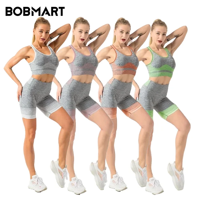 

BBZJ666 Amazon running bra suit seamless Yoga suit women summer Euramerican fitness tight yoga shorts set