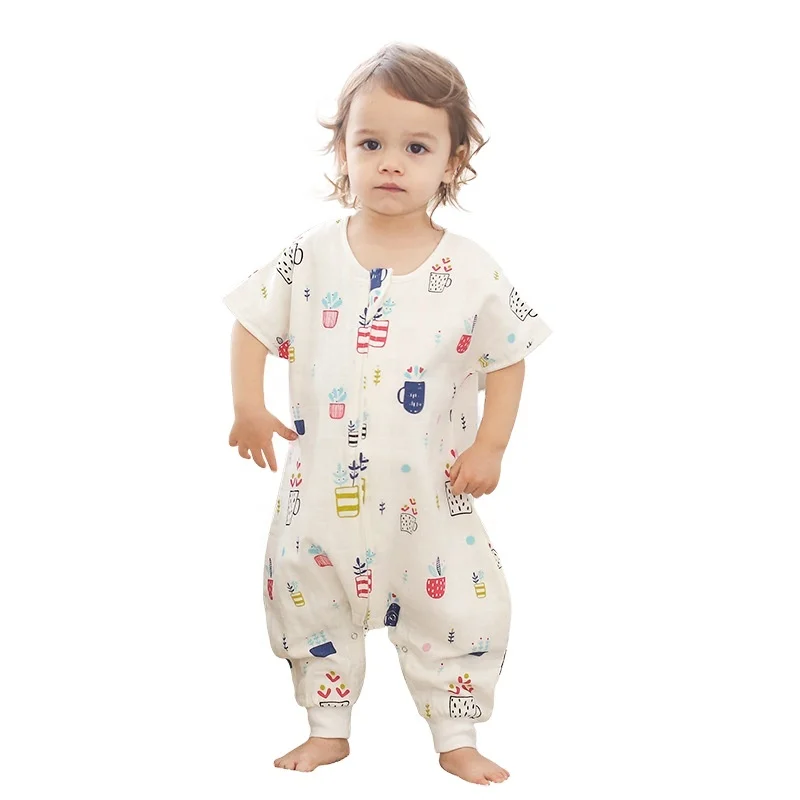 

Hot selling high quality short sleeve cotton baby sleeping bag