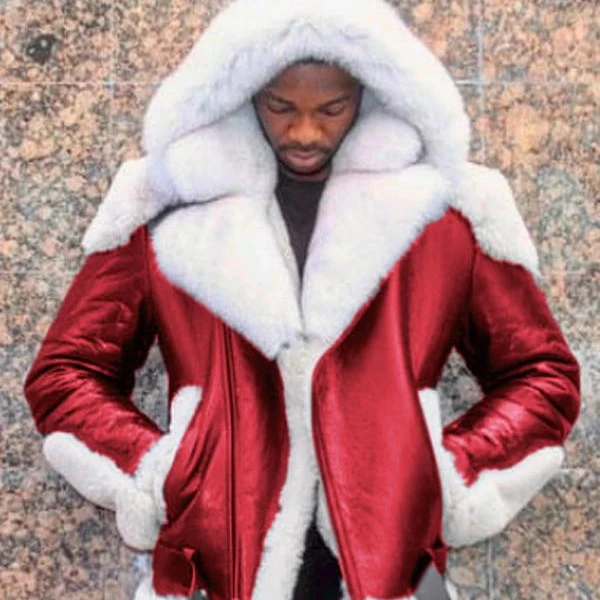

2021 Men's pu leather hooded fur fur coat jackets men's leather coat coler overcoat woolen coats men's jackets, Customized color