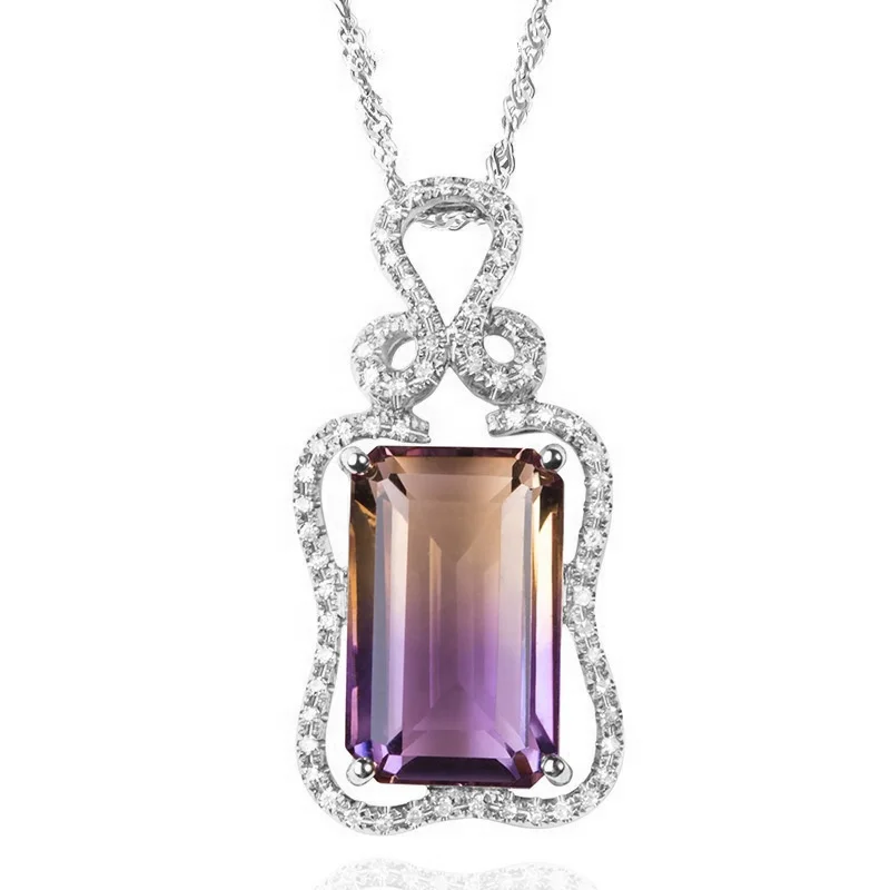 

Rose Gold Color Cubic Zirconia Colourful Crystal Pendant Necklace Jewelry Wholesale