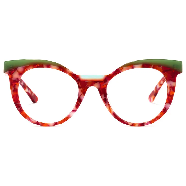 

Zeelool Fashionable In Stock Girls Cat Eye Round Blue Red Floral Nice Optical Eyeglasses Designer Glasses