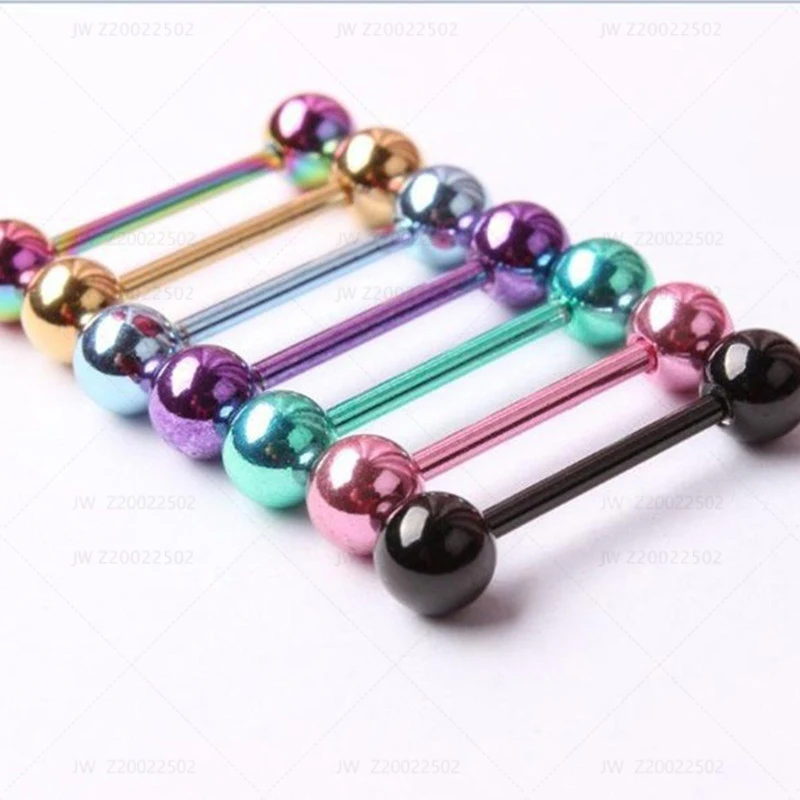 

Wholesale 316L Stainless Steel Tongue Barbell 15g Seven colors for nipple & tongue & belly bar ring cartilage piercing earrings, Multicolor