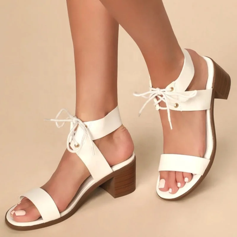 

High Quality Wedge Open Toe Chunky Heel Women Sandals Fashionable Women Low Heels Sandals Shoes for Women and Ladies, White / apricot / brown