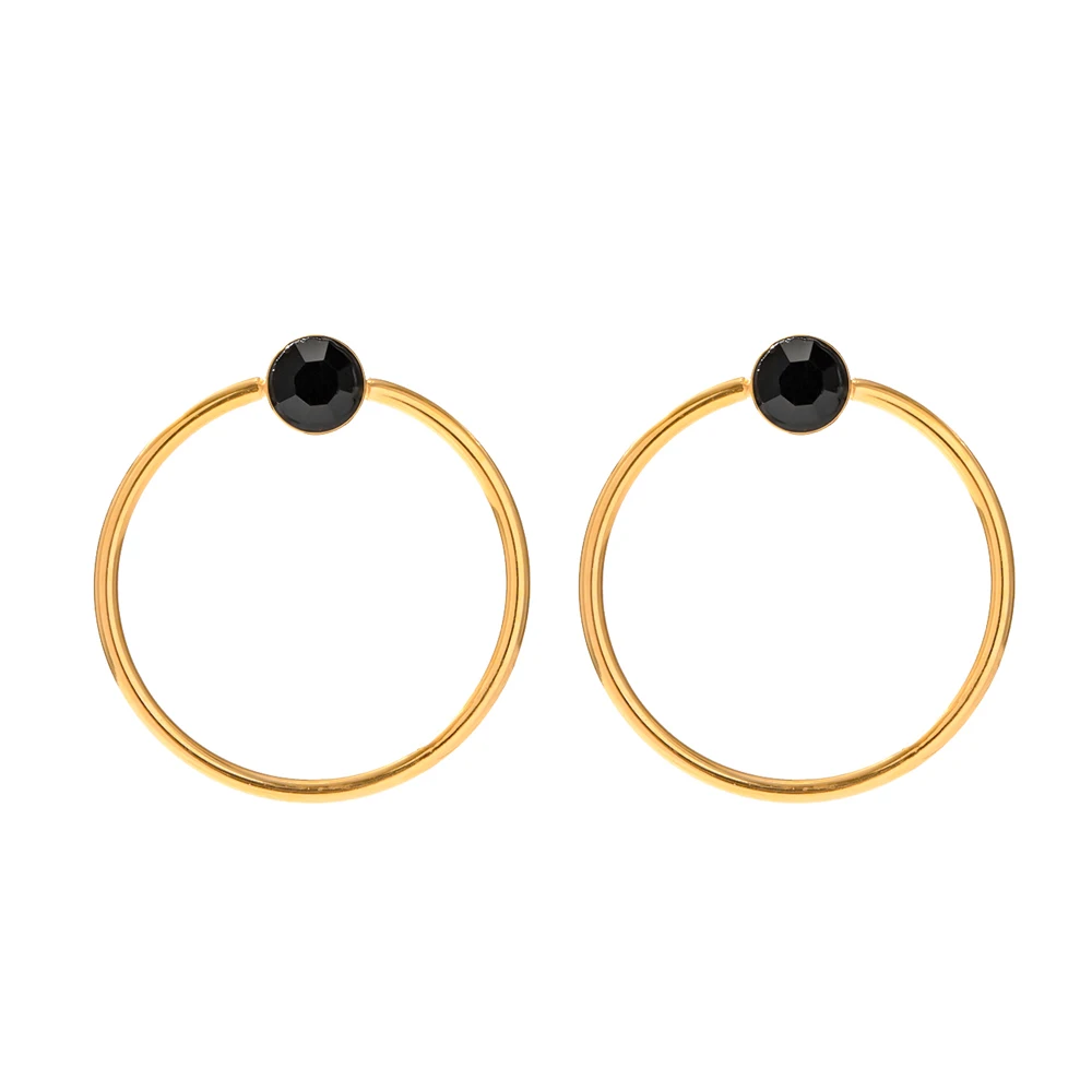 

Charm PVD 18K Real Gold Plated Stainless Steel Jewelry Simple Round Resin Stud Earrings for Women