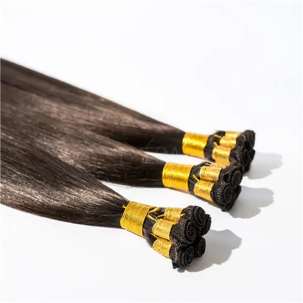 

Hand Tied Hair Weft Indian Human Hair Extensions Double Drawn Straight Natural Black Color & 613 100g 9A, Natutal black, 613 blonde