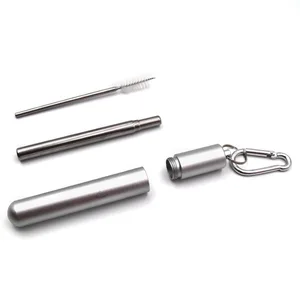 Image of Hongda 304 Telescopic Metal Foldable Drinking Telescopic Stainless Steel Straw