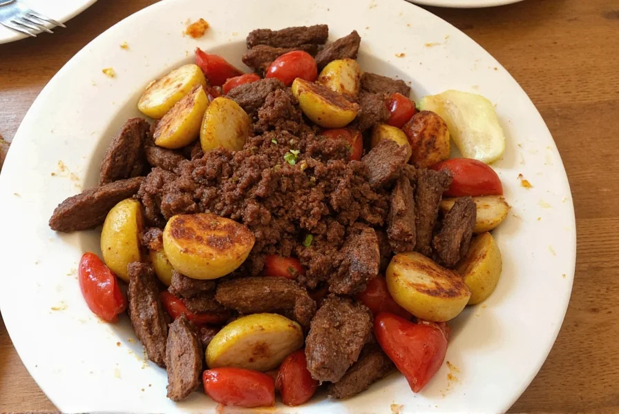 Barbacoa meat simmering in a slow cooker