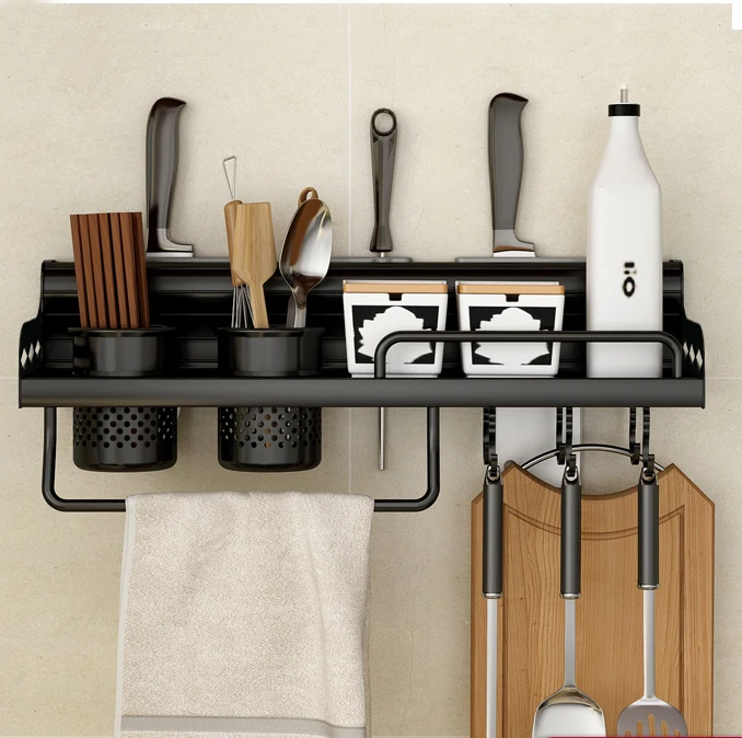 

Multifunctional Space Aluminum Alloy Knife Rest Guardrail Kitchen Storage Rack