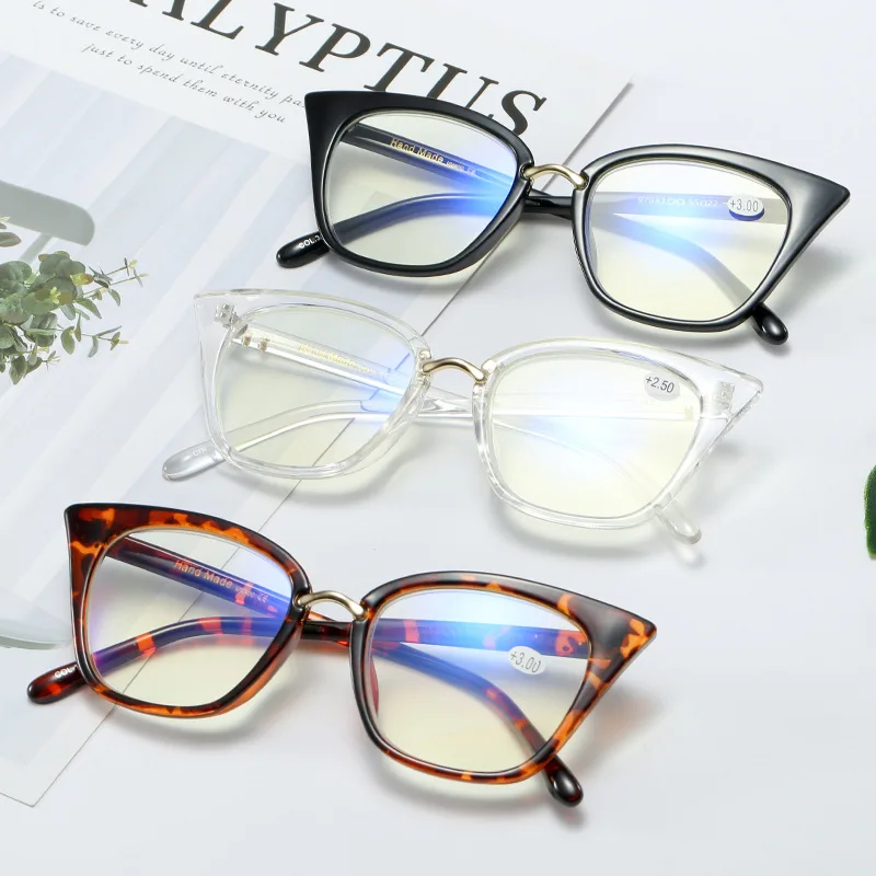 

2021 Good sale New Arrival Eyeglasses Frame Cat Eye Anti Blue Light Blocking Reading Glasses for Women, Custom colors