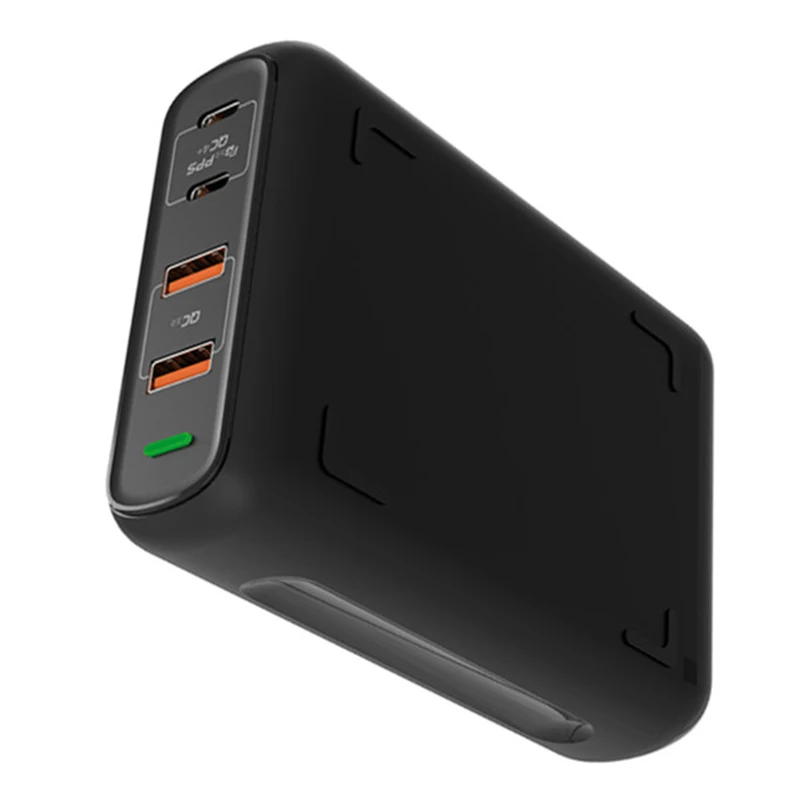 

New Arrival Universal US EU UK AU Adapter 100W 4USB PD & QC 3.0 Quick Charge Wall Charger, Black white