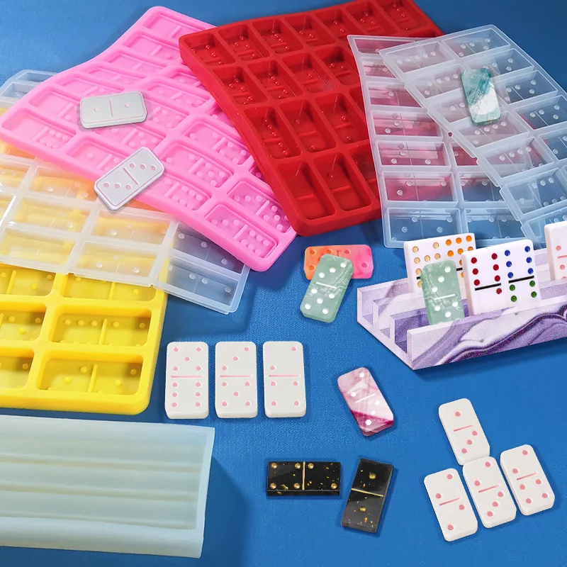 

2021 Hot Selling Resin Diy Crafts Custom DIY Epoxy Resin Shiny Jumbo Professional Silicone Domino Mold For Resin, Customed