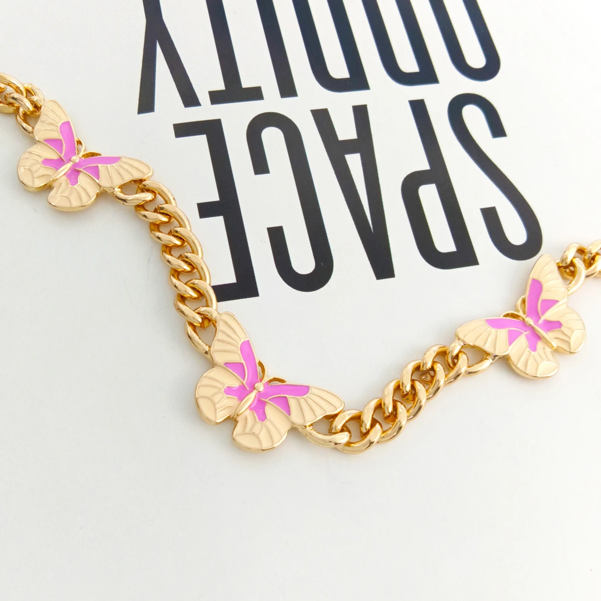

Charm custom fashion jewelry necklaces enamel butterfly choker 18k gold plated Necklace women