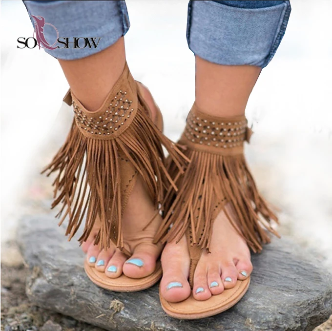 

Latest fashion girls sandals microfiber upper China wholesale sandals with tassels