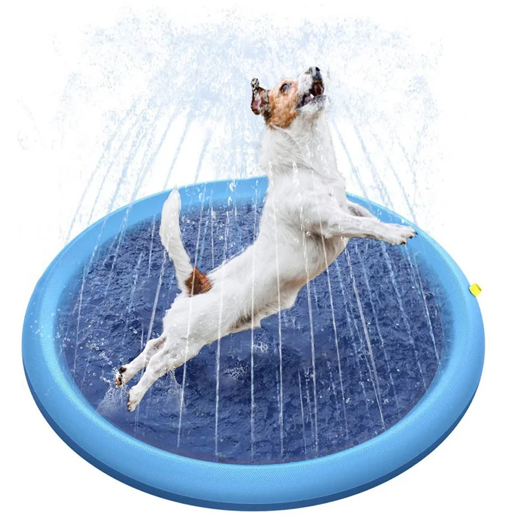 

Multi Sizes Summer Outdoor Swimming Tub Pool Water Spray Pet Sprinkler Cooling Pad Mat for Dogs and kids, Blue