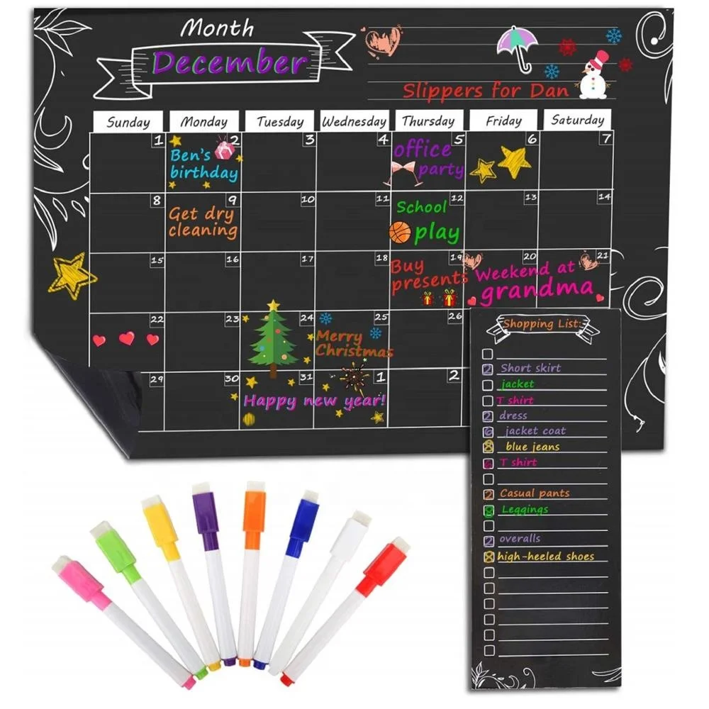 

MoKo 16"x12" Dry Erase Monthly Planner Magnetic Whiteboard Calendar with 8 Markers for Refrigerator