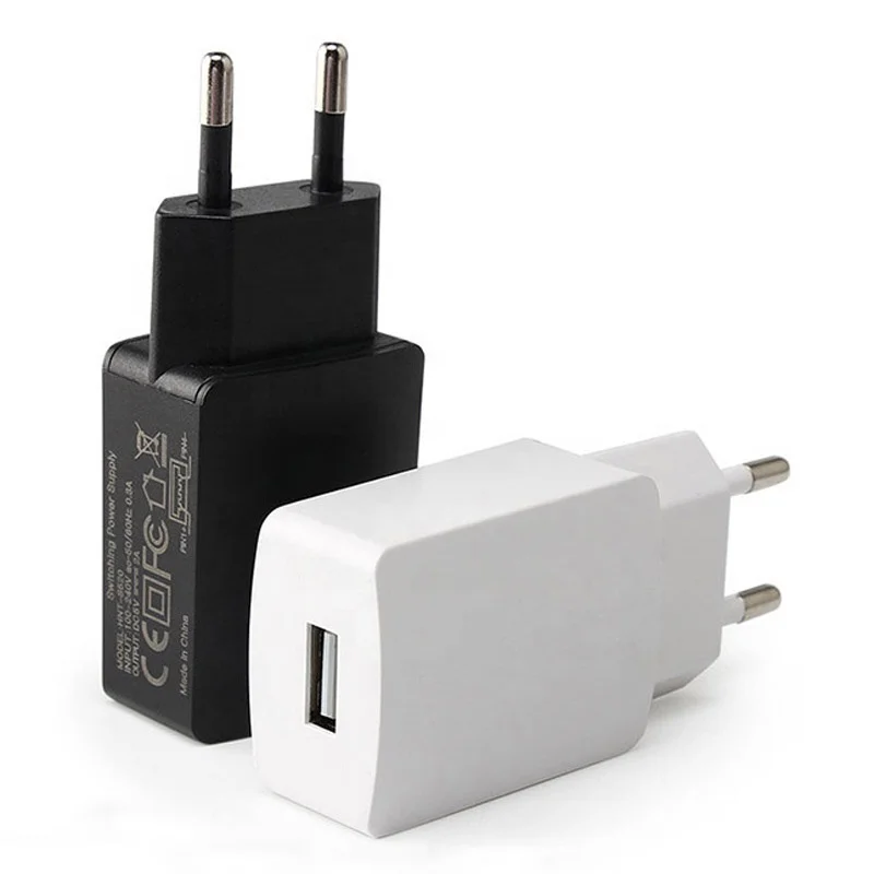 

Wholesale CE certificated EU AC plug adapter 5V 2A mobile phone charger for iPhone/Samsung, Black or white