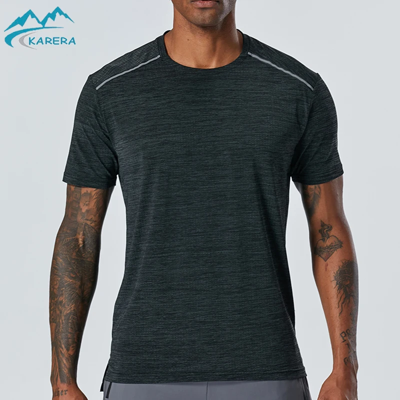 

Mens Gym Tshirts With Custom Logo workout Wear Muscle Fit T Shirt Black Gym Sports T Shirts For Fitness Gym Sport Clothes Men, Three colors available