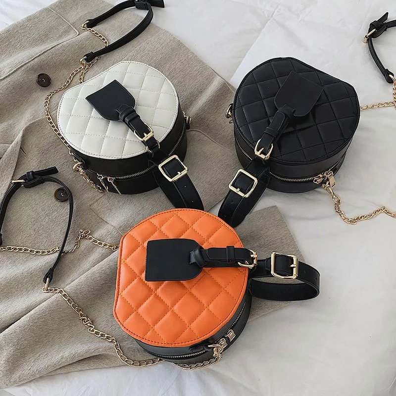 

Newest design Women round crossbody shoulder bag small round shape bag with chain ladies fashion crossbody bag handbags