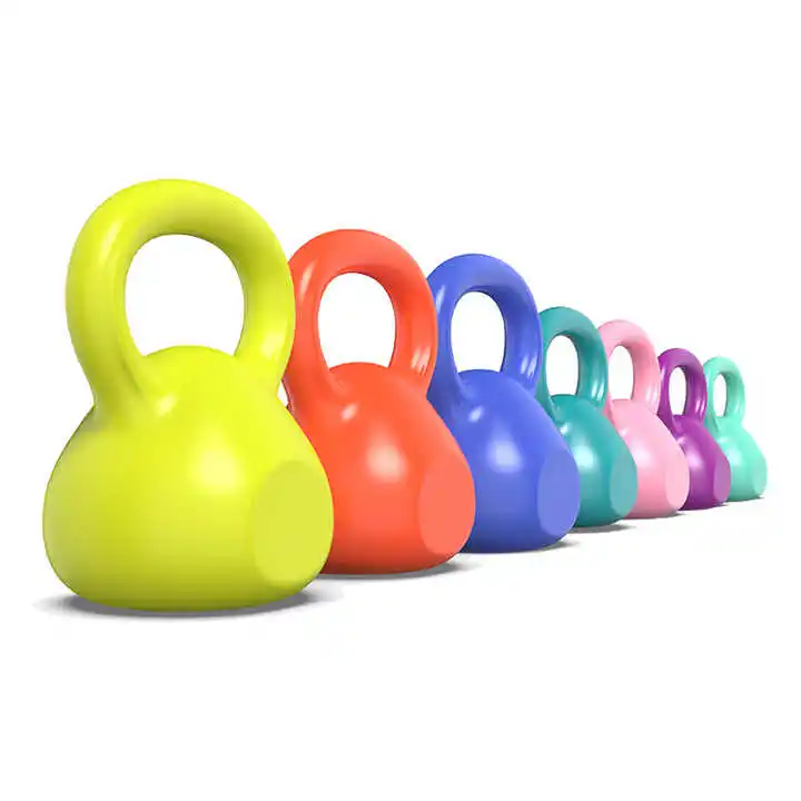Women's Fitness Equipment 5/10/15/20/25/30/40lbs Colorful Plastic Kettlebell Sandpot Household Arm Hip Training Custom Possible