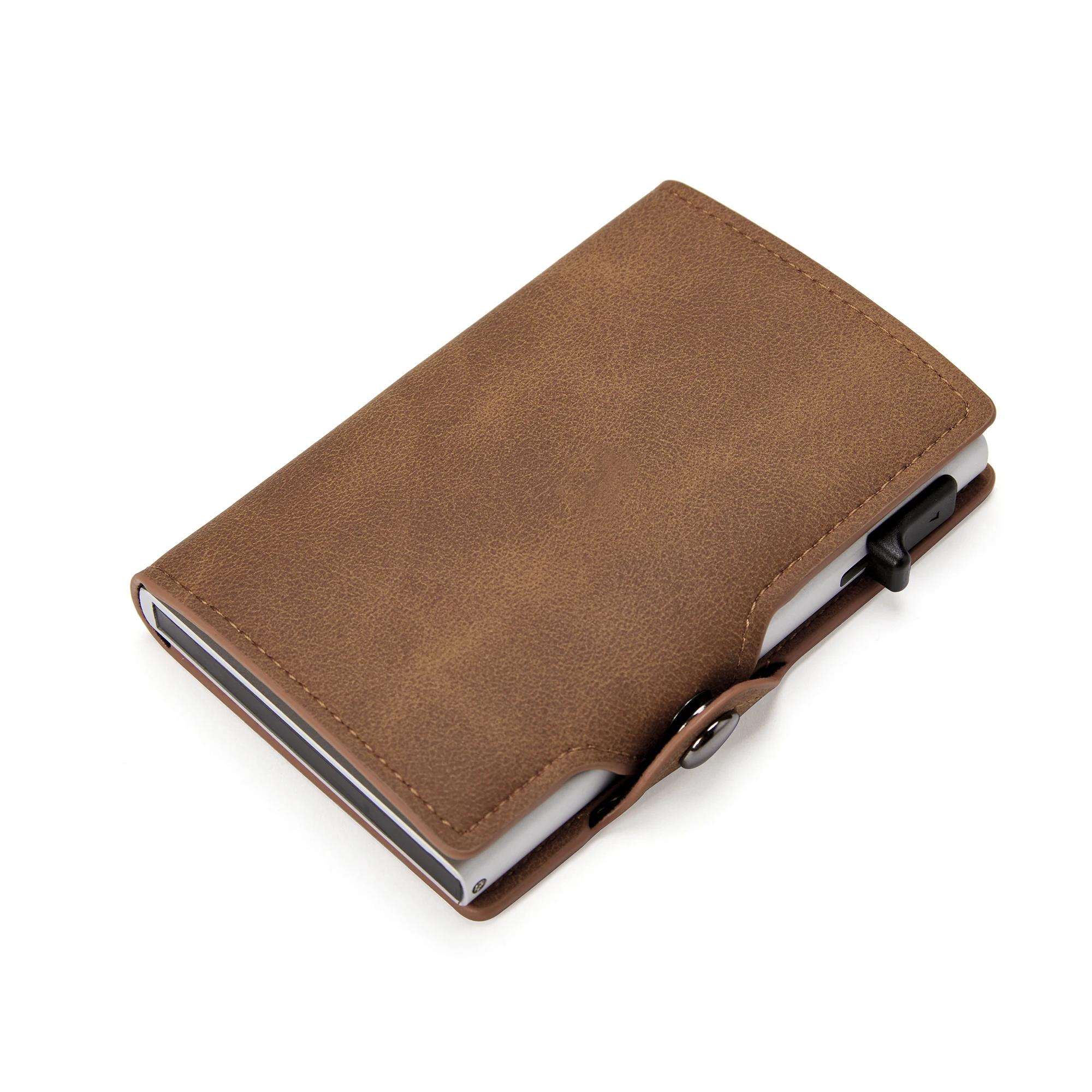 

Custom Rfid Anti-Theft Aluminum Card Holder Men's Retro Pu Leather Wallet