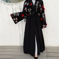 

1632# Latest Designs 3D flowers open floral kimono cardigan kaftan hijab new model abaya in dubai