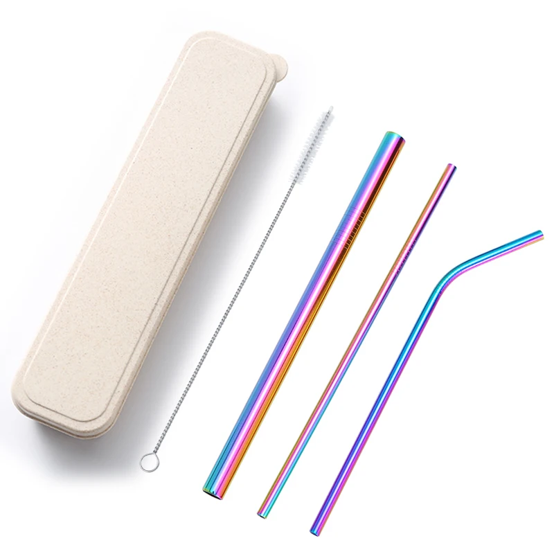 

Customized Drinking Straws in Case Stainless Steel Straw Set Eco Friendly Printed Portable Straw, Customized color
