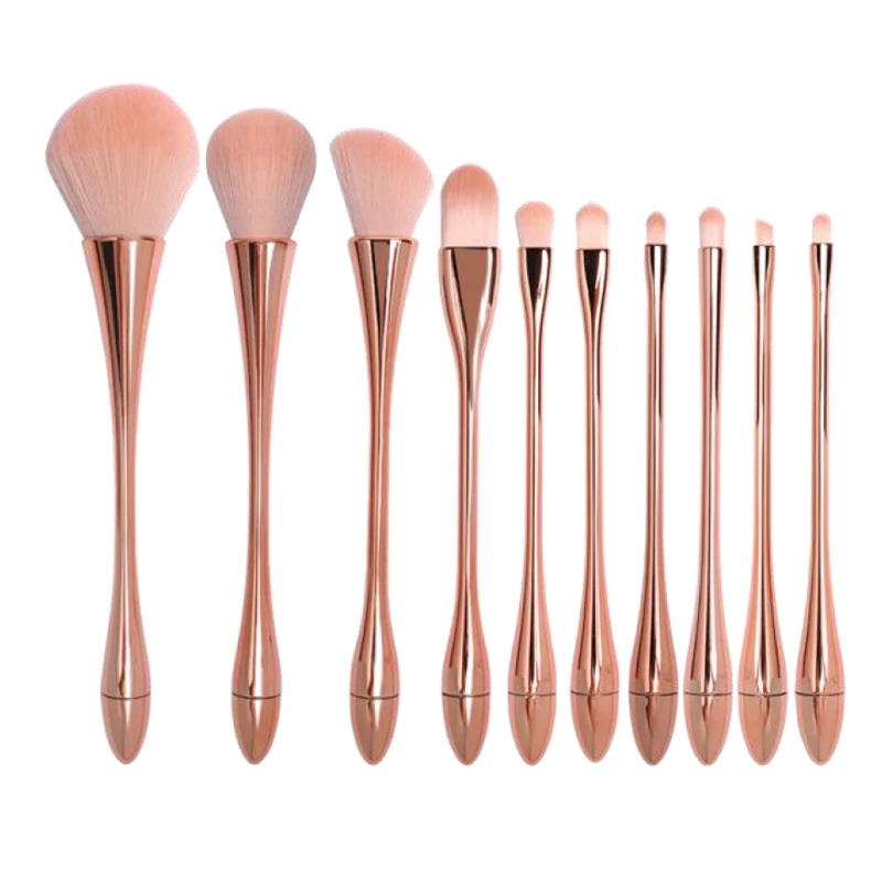 

10PCS Professional luxury rose gold glitter pink makeup brush set gold red vegan makeup brush set custom facial Beauty brushes
