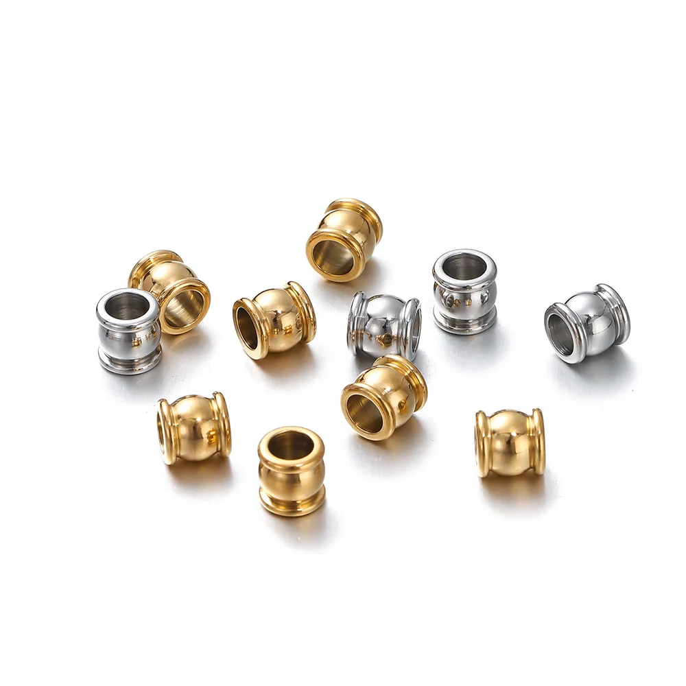 

Wholesale Stainless Steel Plated 18K Gold Big Hole Spacer Inner Hole Beads DIY Jewelry Beads Craft Bracelet Necklace Findings