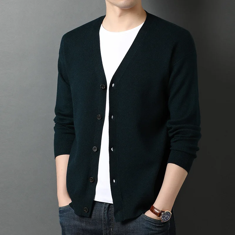 

Custom Knit Men Sweater Jacket Jumper Classic Design Shawl Collar Cashmere Wool Cotton Vintage Knitted Cardigan Men, Red white black blue dark gray