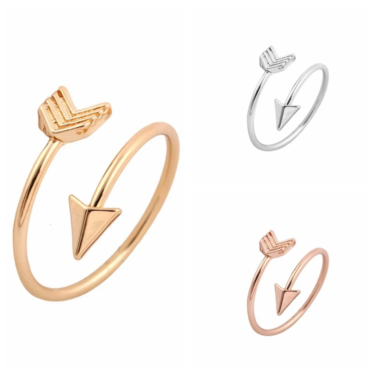 

Trendy Charm Silver Rose Gold Plated  Girls Copper Arrow Finger Rings For Women