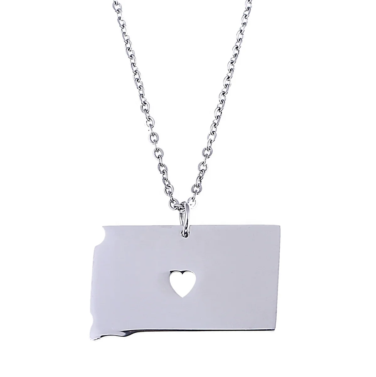 

Stainless Steel South Dakota Map Pendant Necklace Silver Color Fashion Map Heart Jewelry