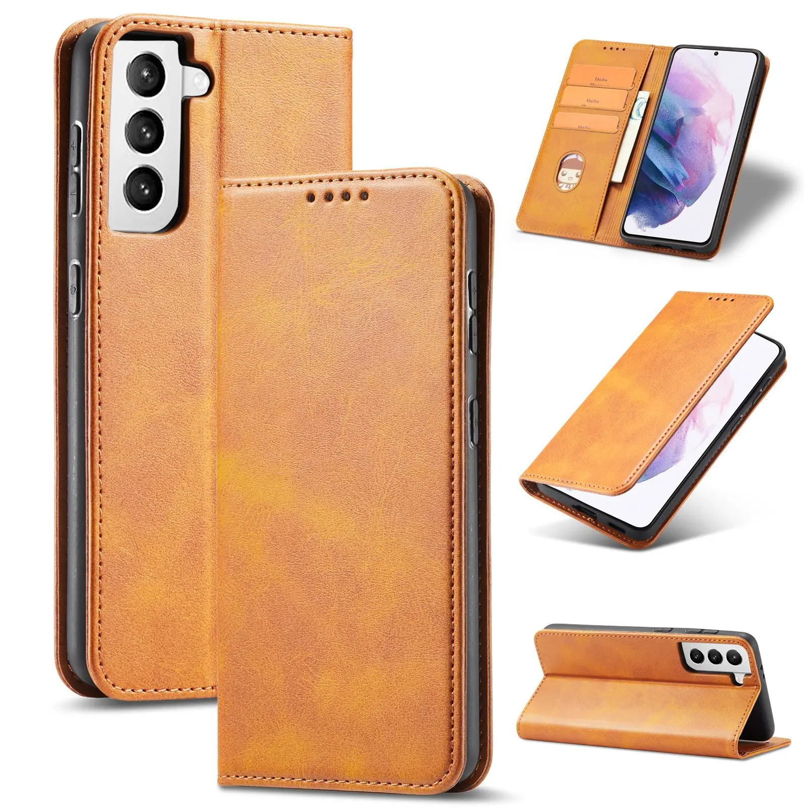 

Leather Classic Flip case For Galaxy S21 with Card Holder RFID Blocking Kickstand Magnetic for Samsung Galaxy S21