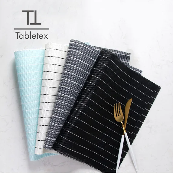 

Tabletex anti slip mat PVC classic placemat waterproof vinyl kitchen mat 2020 new design dinner set rectangle placemats for home, Any color