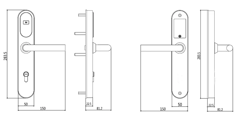 TTHotel Stainless Steel Smart Hotel Special Management System Disc Keyless Master RFID Card Door Lock With Mechanical Key
