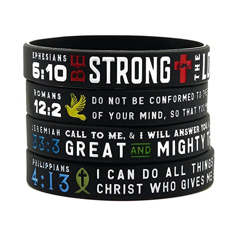 

Power of Faith Bible Verse silicone bracelet Wristbands Christian Religious Jewelry Gifts, Any color