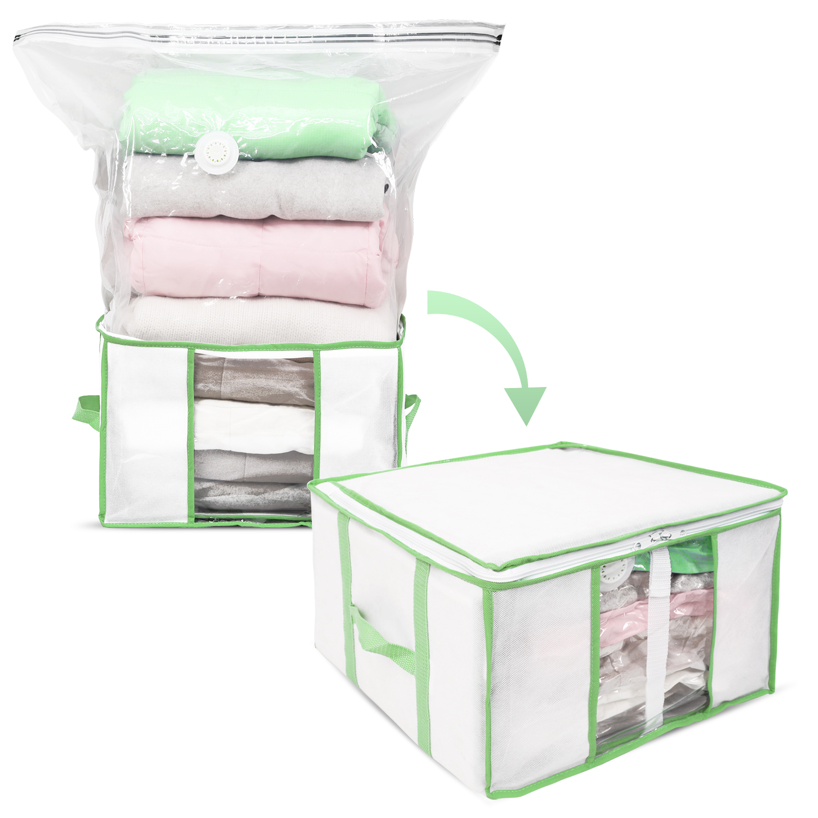 

Transparent Clear Window Cube Saving Space Bag Oxford Non woven Fabric Cloth Organizer Vacuum Storage Box, Browm