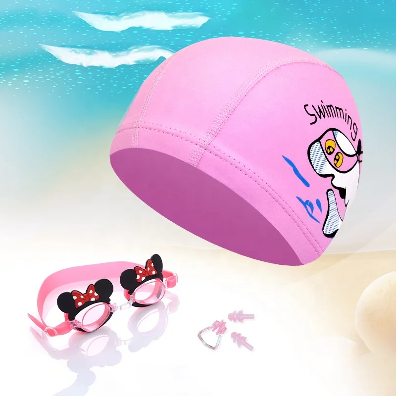 

New Arrival kids cartoon funny swimming cap swim hat for children, As picture