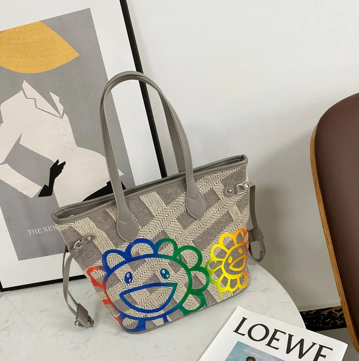 

Gaojie Tide Brand Sunflower Large Capacity Underarm Bag 2021 Autumn New Yarn-dyed Jacquard Canvas Handbag Shoulder Bag