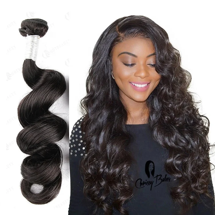 
Hot Beauty 10a Virgin Cuticle Aligned Hair Loose Wave Full End Bouncy Hair Bundles Human Hair Extension 