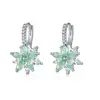 Exquisite Korean style Wedding Jewelry 12 Colors Zircon Flower Dangle Earrings for Women