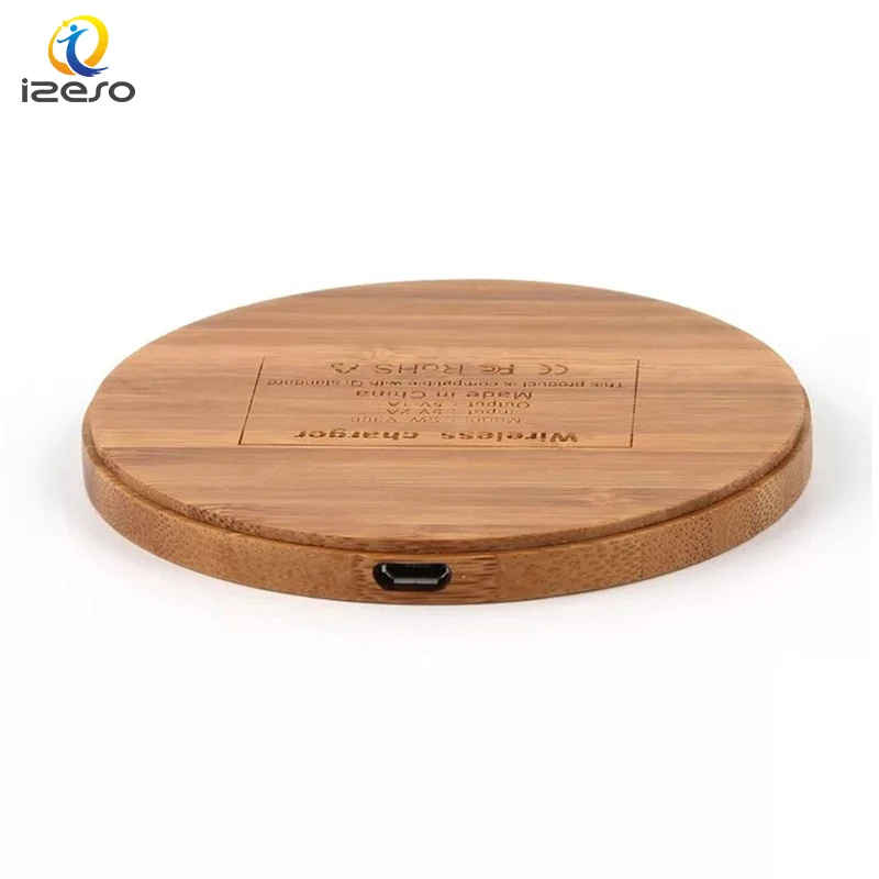 

5W Wireless Phone Charging Pad Wood Bamboo Wireless Charger Qi Portable Charger for Samsung Mobile Phones