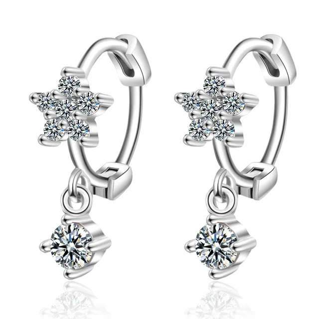 

Women Earrings Korean simple personality small fresh full diamond five petal flower ear buckle temperament earrings