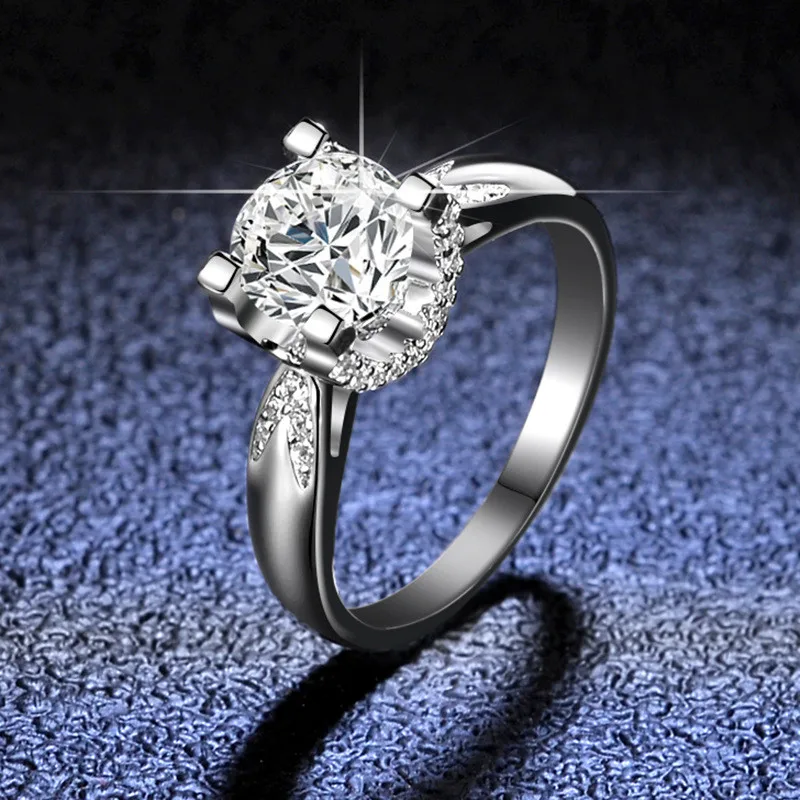 

Silver 925 Original Diamond Test Past 1 Carat D Color Brilliant Cut Moissanite Animal Shape Ring Gemstone Engagement Jewelry