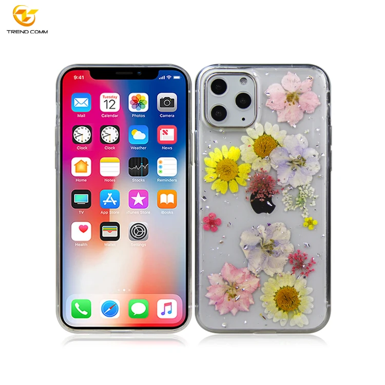 

Dry Real Press Wild Flower TPU PC DIY Customized Designer For iPhone 12 Phone Case