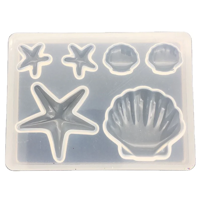 

Diy Crystal Epoxy Glue Starfish Shell Large Baking Cake Decoration High Mirror Free Polishing Jewelry Mold, Customized colors
